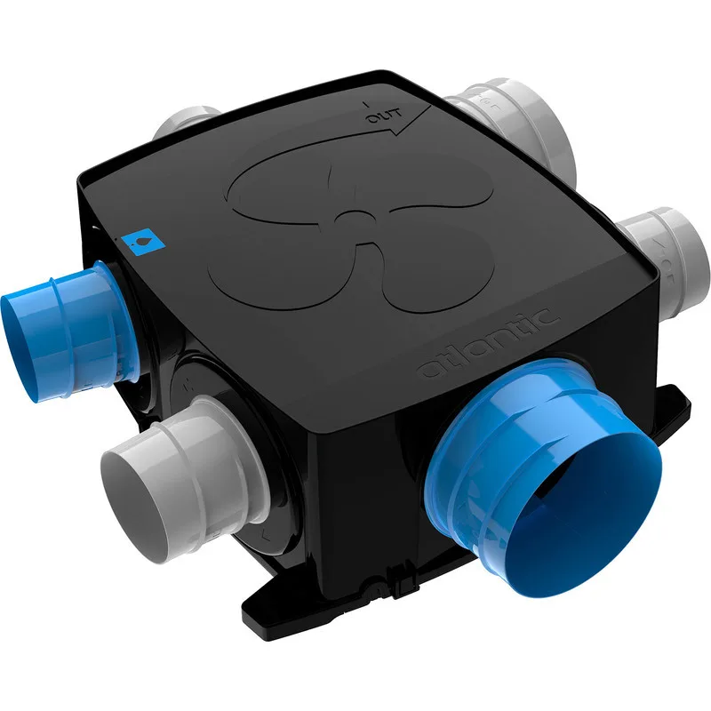 Groupe de ventilation VMC avec ses raccordements de gaines